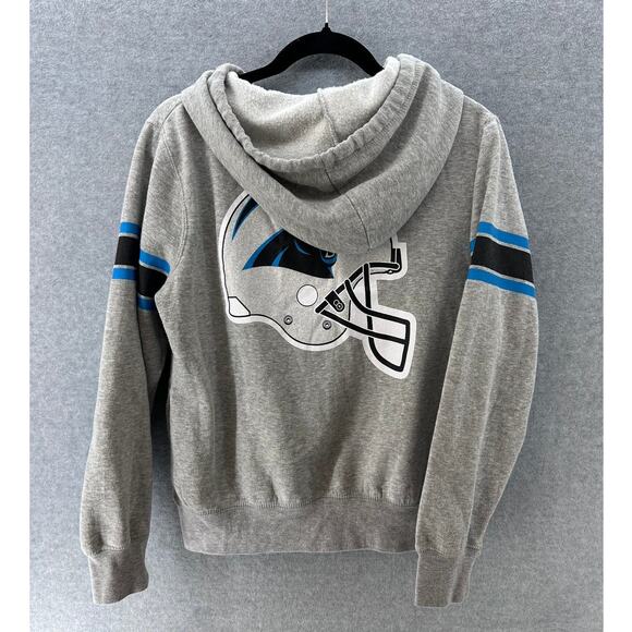 Panthers NFL Juniors sz XL Girl's Zip Up Fleece Hoodie Glitter Detail on Helmet - Picture 9 of 10